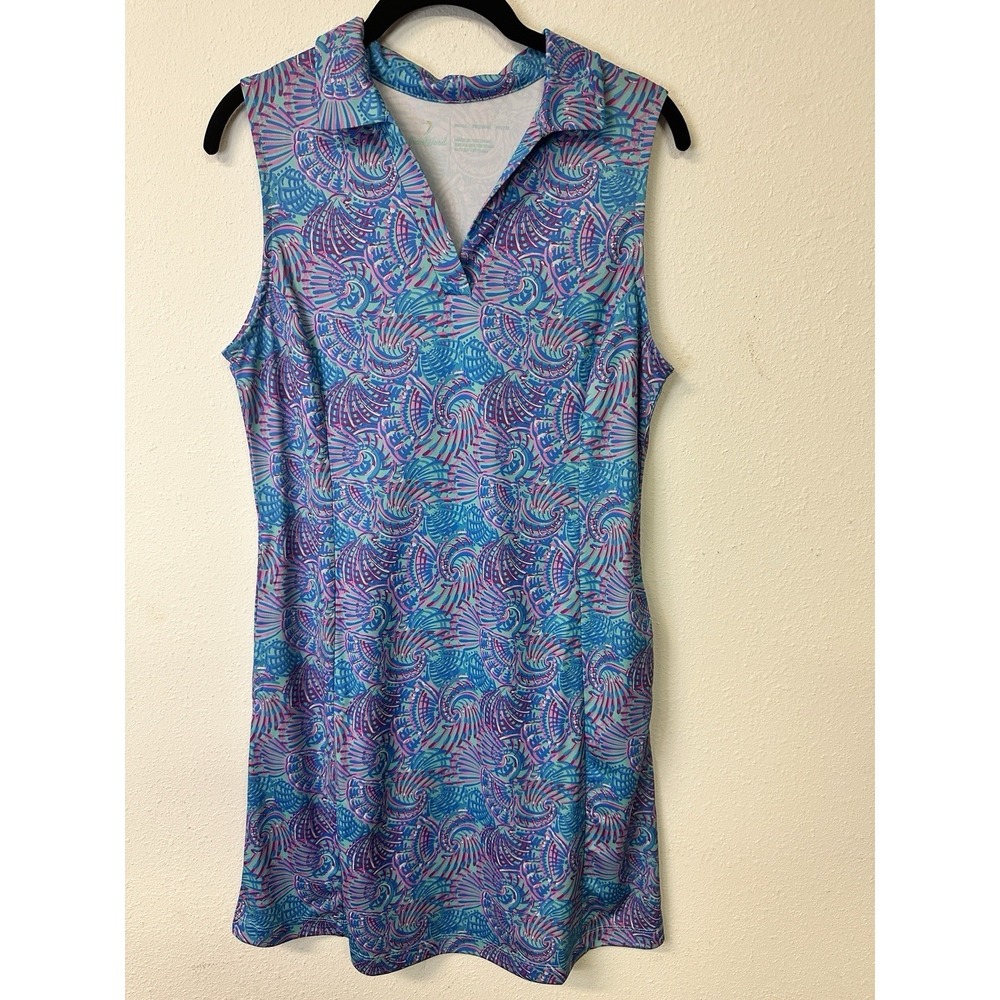 IronWood Sleeveless Golf Polo Dress Colorful Activewear Purple Seashell Small